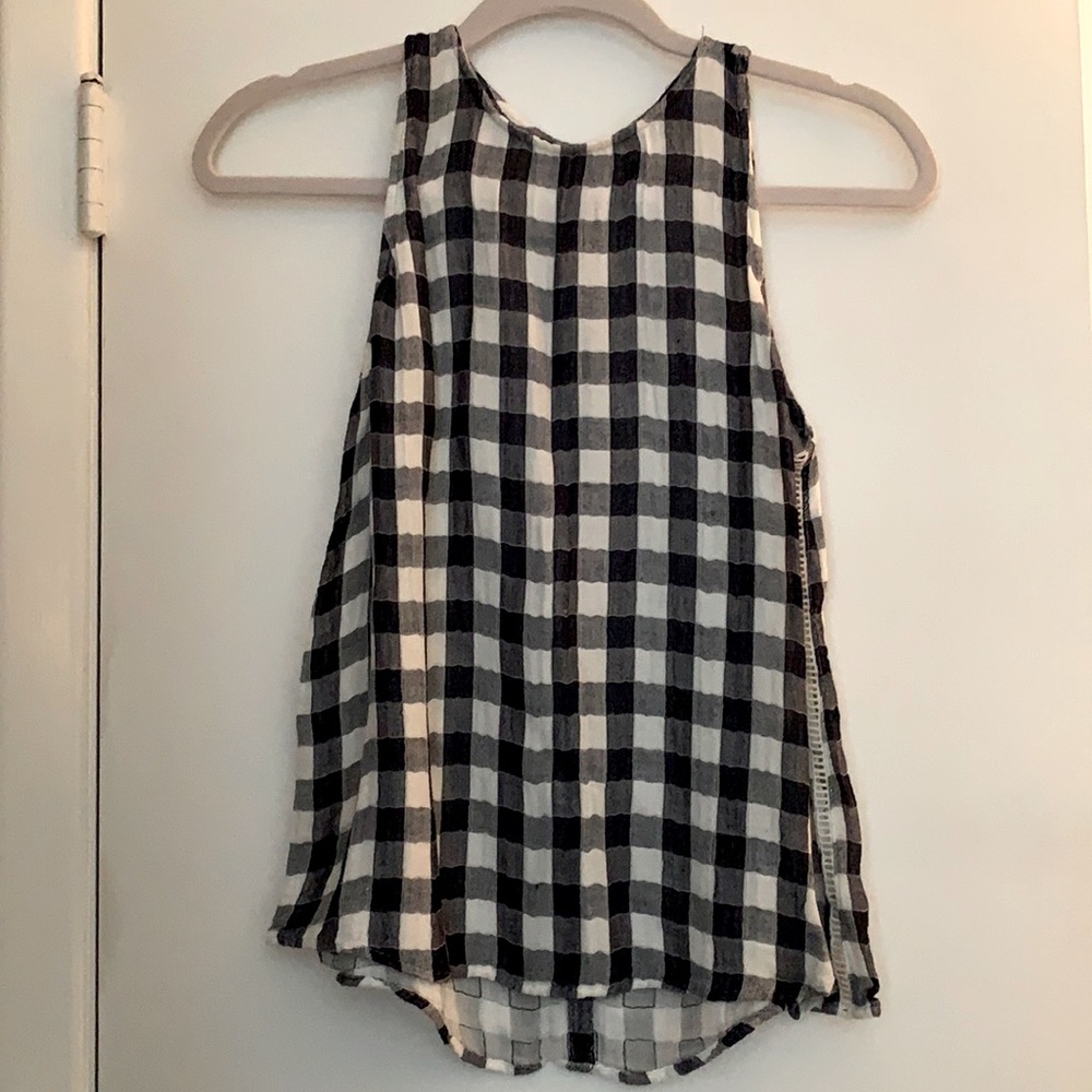 Anthropologie Linen Plaid Tank